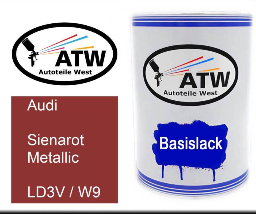 Audi, Sienarot Metallic, LD3V / W9: 500ml Lackdose, von ATW Autoteile West.